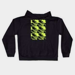 Black oblique flying elements on a bright green background, abstraction Kids Hoodie